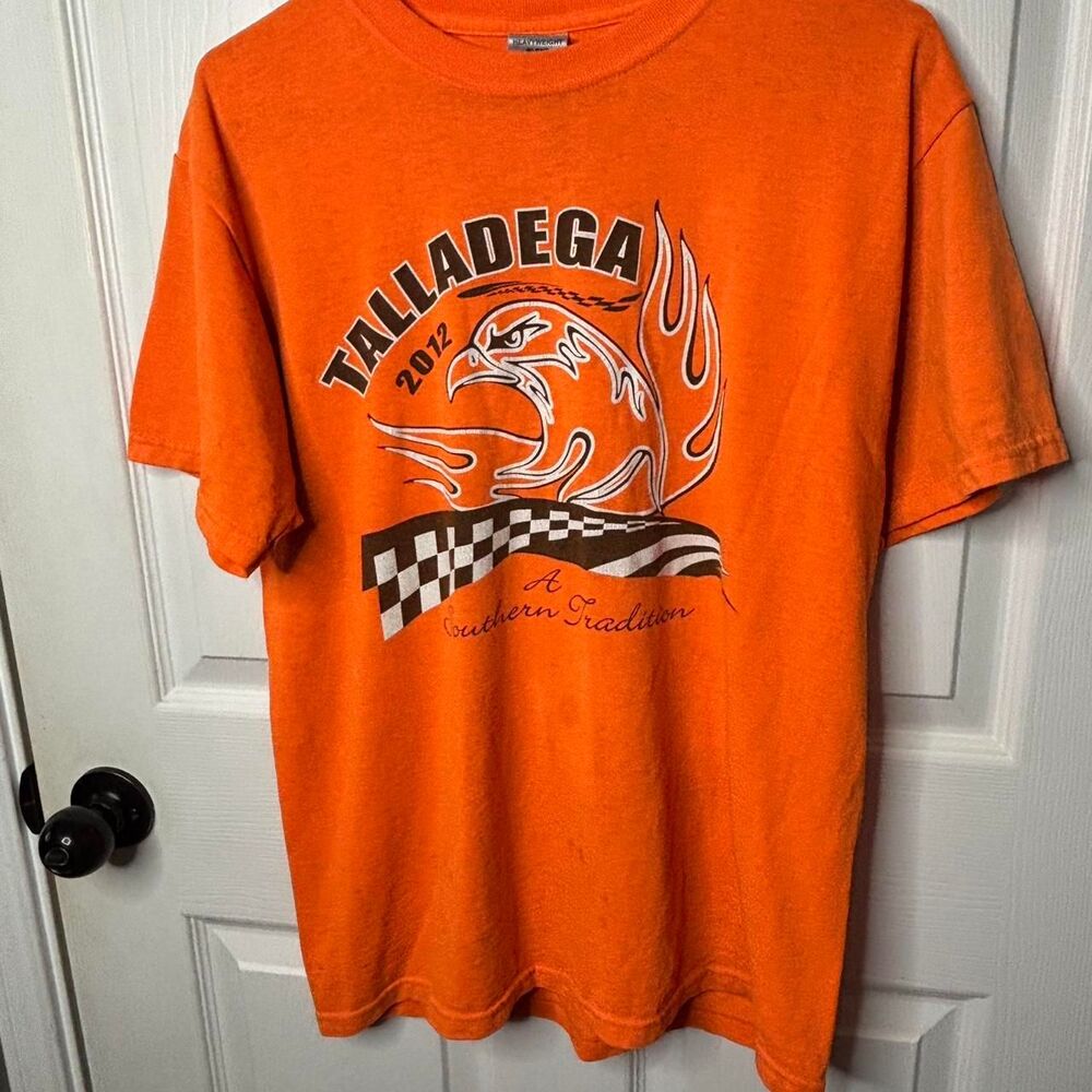Jerzees Medium Talladega 2012 Graphic T Shirt Orange NASCAR Racing Tee